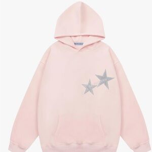 Aelfric Eden light pink star graphic oversized hoodie